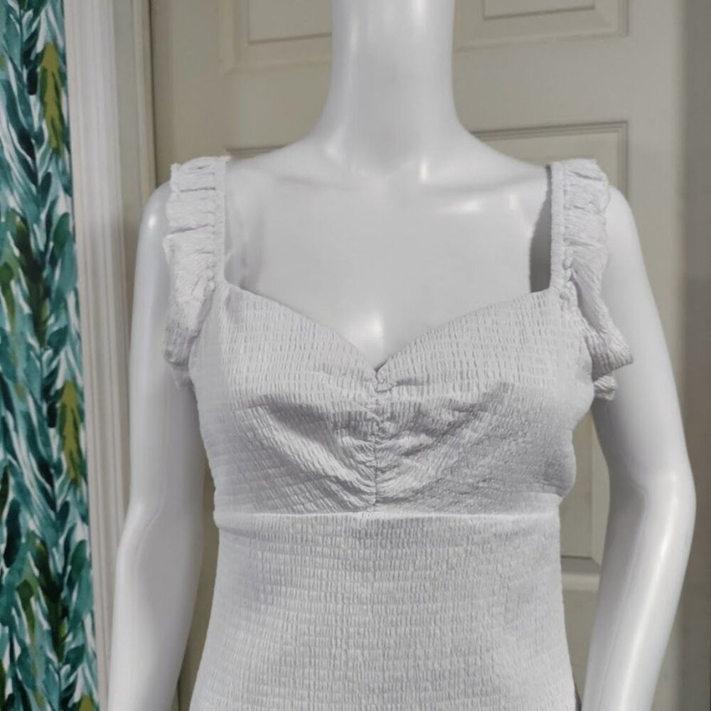 NWT Guess Gauzy Twee Y2k Cottagecore Smocked Mini Dress White Womens Size Medium - Picture 5 of 11